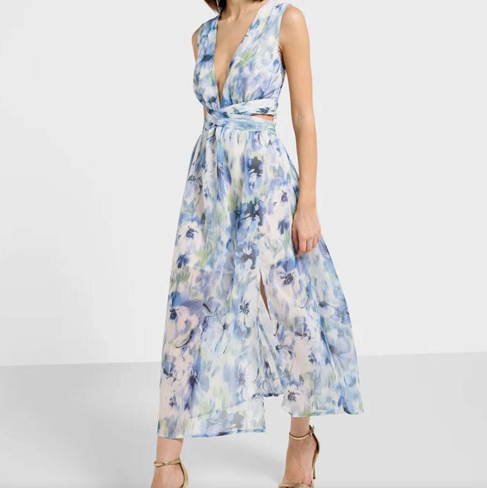 ZARA Floral metalic open rib dress size S